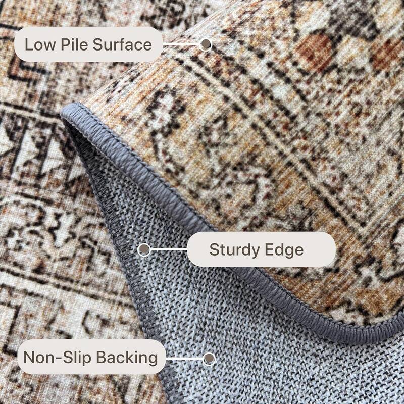 Mcow EverEase Collection Low Pile Machine Washable Non-Slip Area Rug