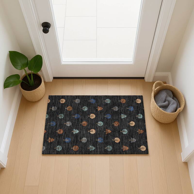 Machine Washable Indoor/ Outdoor Modern Mulvane Chantille Rug