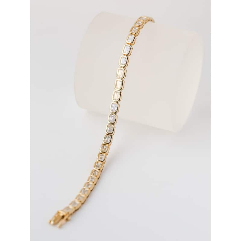 Kobelli 7 Carat Lab Grown Diamond Solid 14k Gold Emerald-cut Tennis Eternity Brielle Bracelet