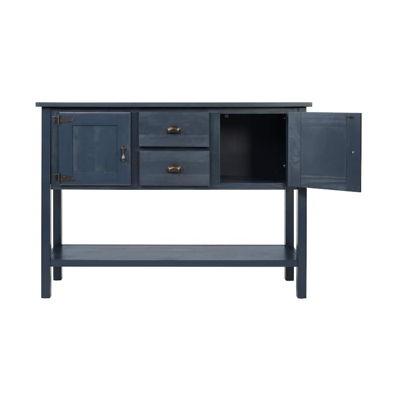 Solid Wood Sideboard Console Table with Drawers Cabinets and Bottom Shelf