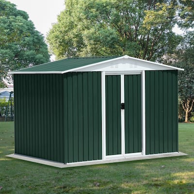 Outdoor Storage Garden Shed 8FTx6FT Apex Roof Green