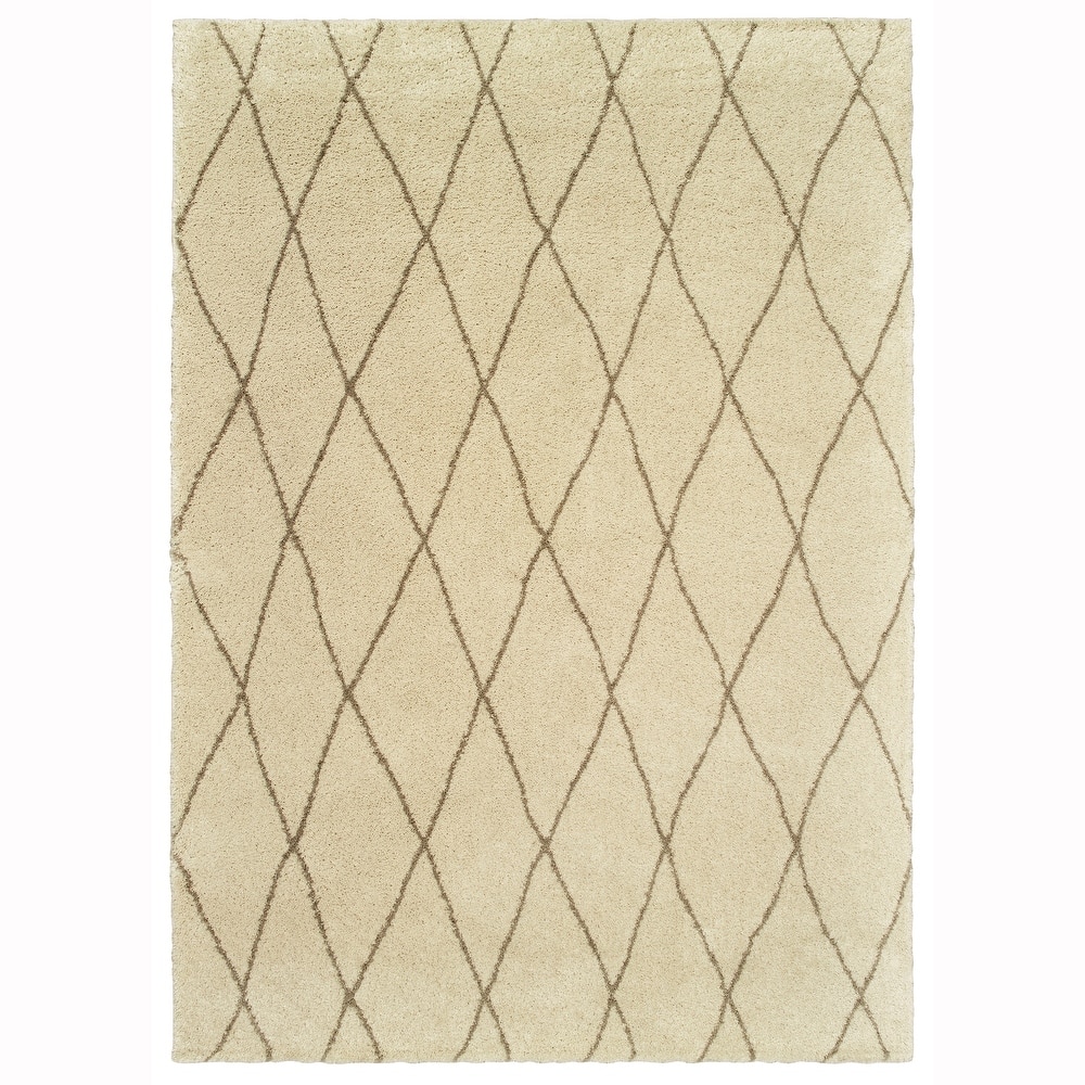 Style Haven Bennett Geometric Diamond Ivory/ Taupe Area Rug - 9' 10" x 12' 9"
