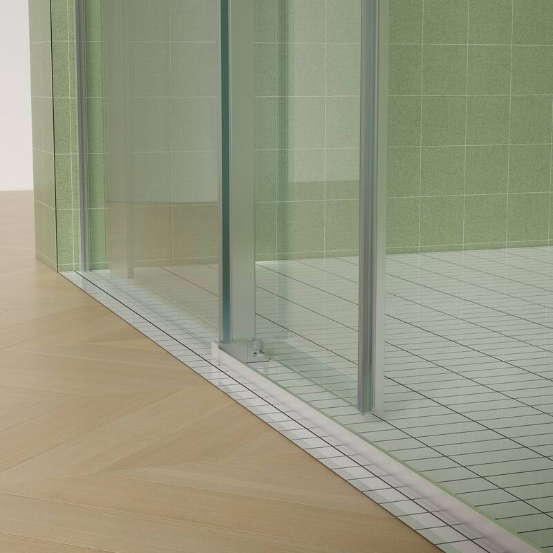 56"-60"W x 76"H Frameless Clear Tempered Glass Shower Enclosure