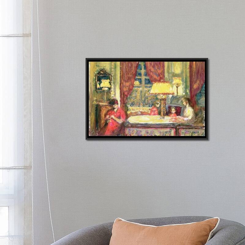 iCanvas "Lamp-Lit Interior With Figures" by Pierre Bonnard Framed