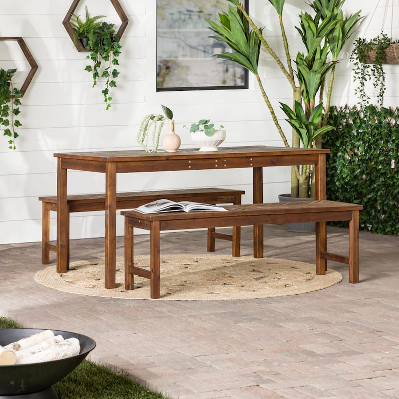 Walker Edison Elephant Point 3-Piece Acacia Outdoor Dining Set