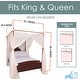 preview thumbnail 4 of 11, Just Relax Four Corner Post Bed Canopy Set With LED Lights and Remote, White, Full-Queen-King