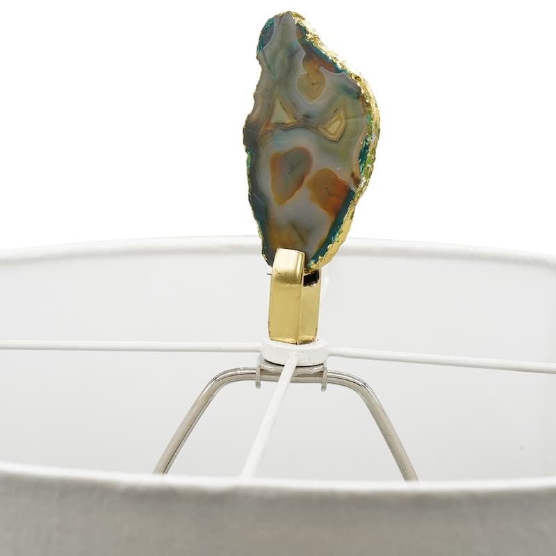 Verdant Agate-Slice Table Lamp w/ Marble Base