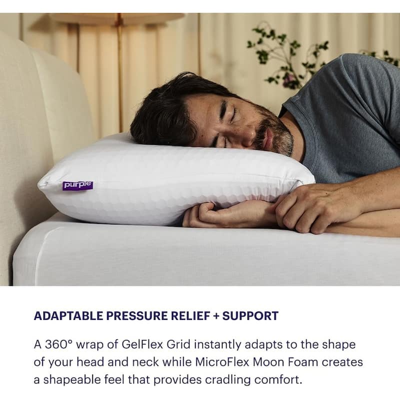 Purple - Freeform Modern Adjustable Pillow with Honeycomb GelFlex® Grid and MicroFlex™ Moon Foam Support - White