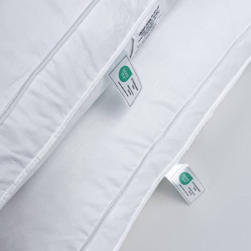 Set of 2 Premium Goose Feather Down Bed Pillows with Cotton Cover - White