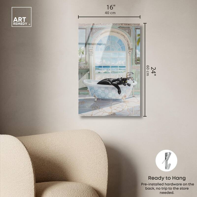 Panther Arch Bathroom Glam Acrylic by Art Remedy, Ready to Hang