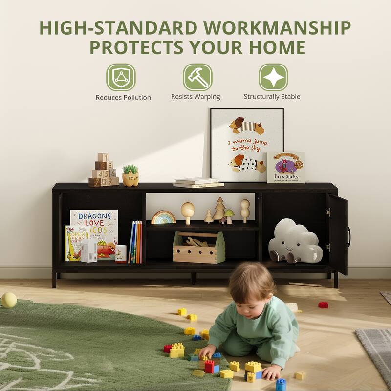 Modern TV Stand for 65 Inch TV, Mid-Century Media Console with Storage