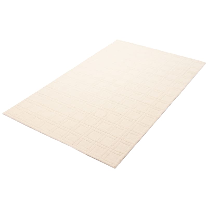 ECARPETGALLERY Hand Tufted Timeless Cream Wool Rug - 5'0 x 8'0