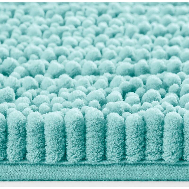 24"x16" - Spa Blue Large Soft Cozy Plush Chenille Bath Mat Bathroom Rug