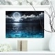 preview thumbnail 3 of 11, Romantic Full Moon Over Sea - Seascape Photo Glossy Metal Wall Art