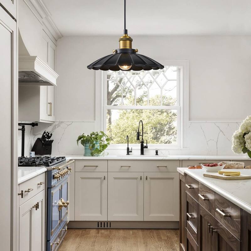 9.8 Inch hanging light black pendant light metal kitchen lights