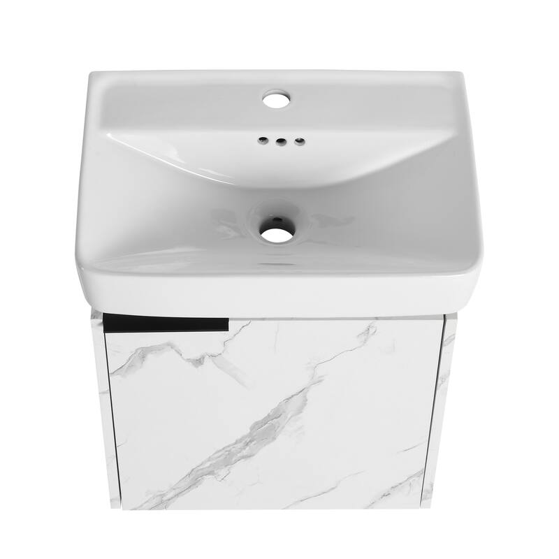Plywood Wall-Mounted Bathroom Vanity with Integrated Resin Sink