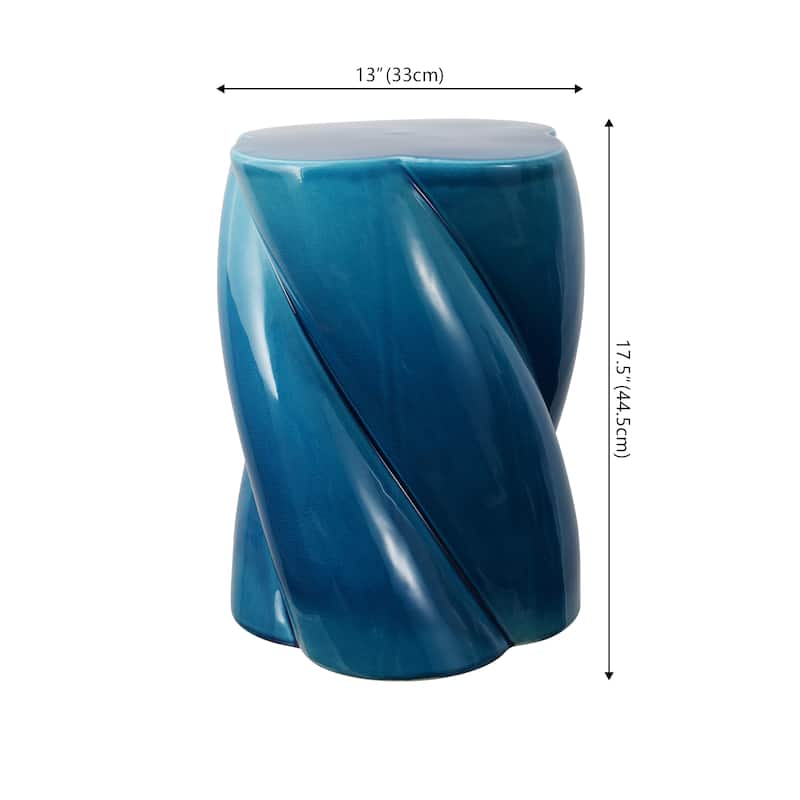 Yves 18" Modern Minimalist Rope Twist Ceramic Indoor-Outdoor Garden Stool