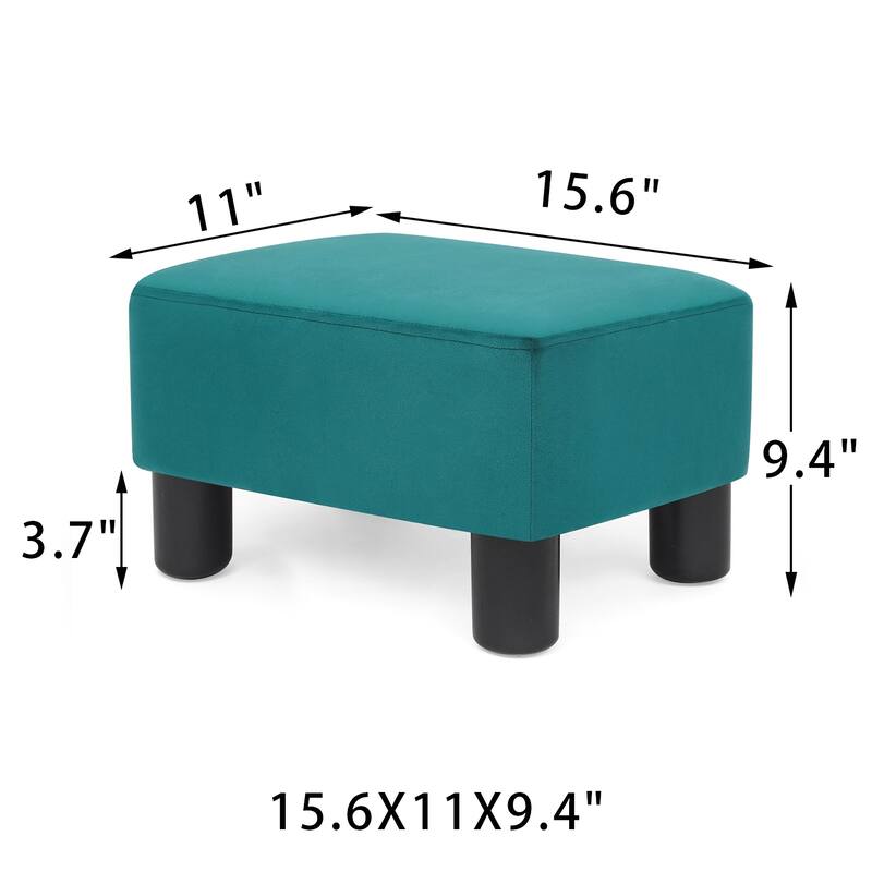 Adeco Footstool Ottoman Fabric Footrest Modern Rectangular Stool