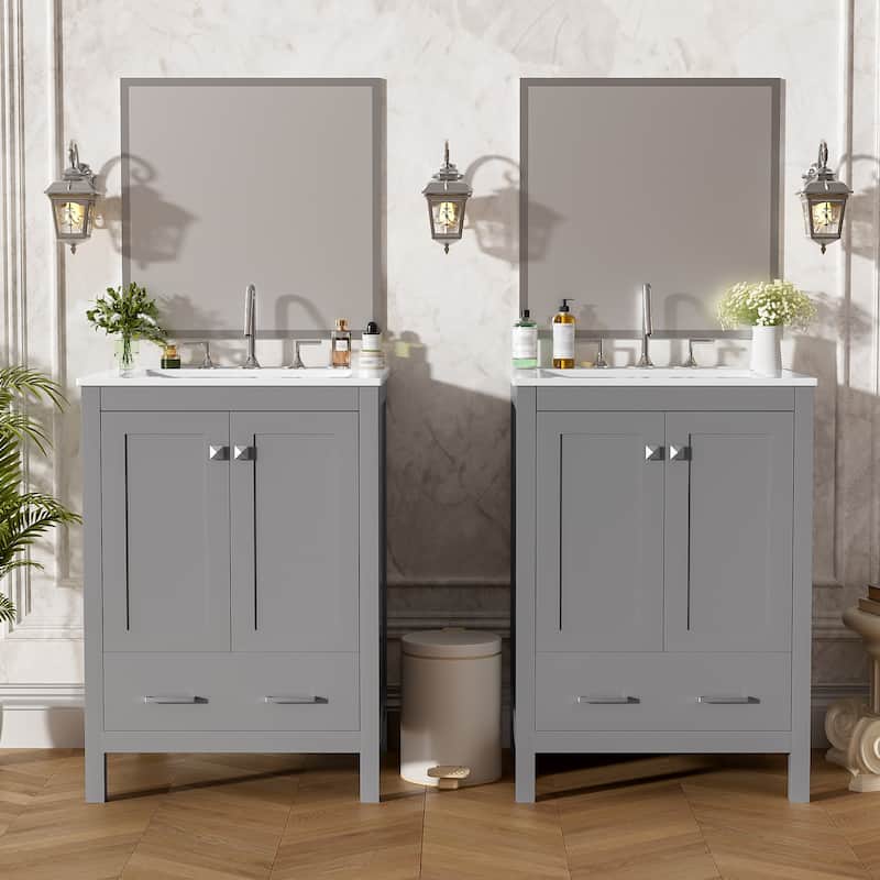 Roomfitters Modern 48" Bathroom Vanity with Undermount Sink, Storage Cabinet, Soft-Close Doors and Divided Drawer