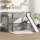 preview thumbnail 24 of 58, Twin Over Twin Bunk Bed with Slide,Ladder,Door,Safety Guardrails,Floor