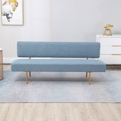 Nordic Modern Simple Sky Blue Armless Sofa Loveseat Velvet Sofa Couch for Small Apartment