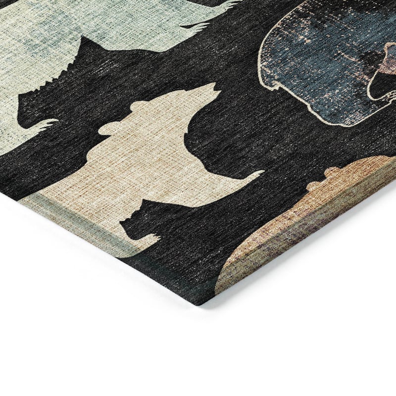 Machine Washable Indoor/ Outdoor Modern Bear Chantille Rug