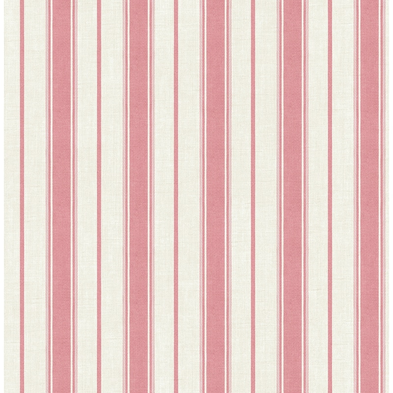 Seabrook Designs Eliott Linen Stripe Nonwoven Unpasted Wallpaper - 27 in. W x 27 ft. L - Cranberry