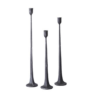 Set Of 3 Mid-Century Modern Style Forged Iron Taper Candle Holder - 19. ...