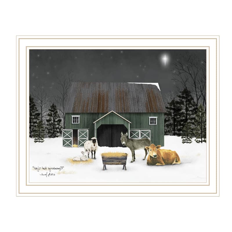 HomeRoots Remembering the Night Christmas Manger White Framed Wall Art