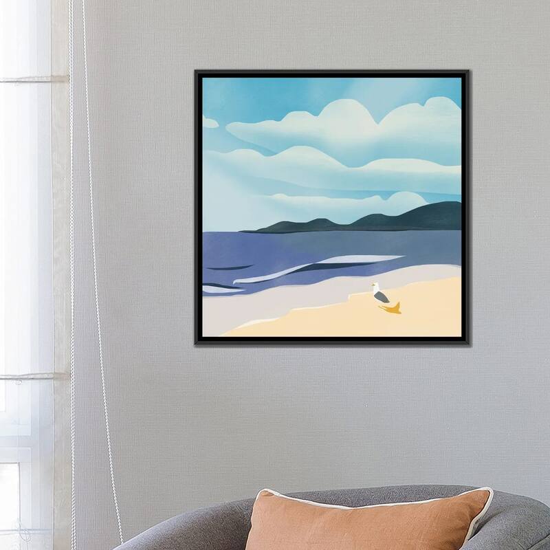 iCanvas "Seagull Sun Bathing" by Little Dean Framed