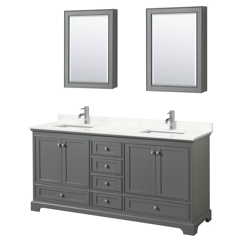 Wyndham Collection WCS202072D-QTZ-UNSMED Deborah 72" Free Standing - Dark Gray / Giotto Quartz Top / Polished Chrome