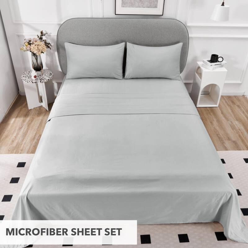 Deconovo 4-Piece Ultra-Soft Bed Sheet Set, 1800 Thread Count, Deep Pockets