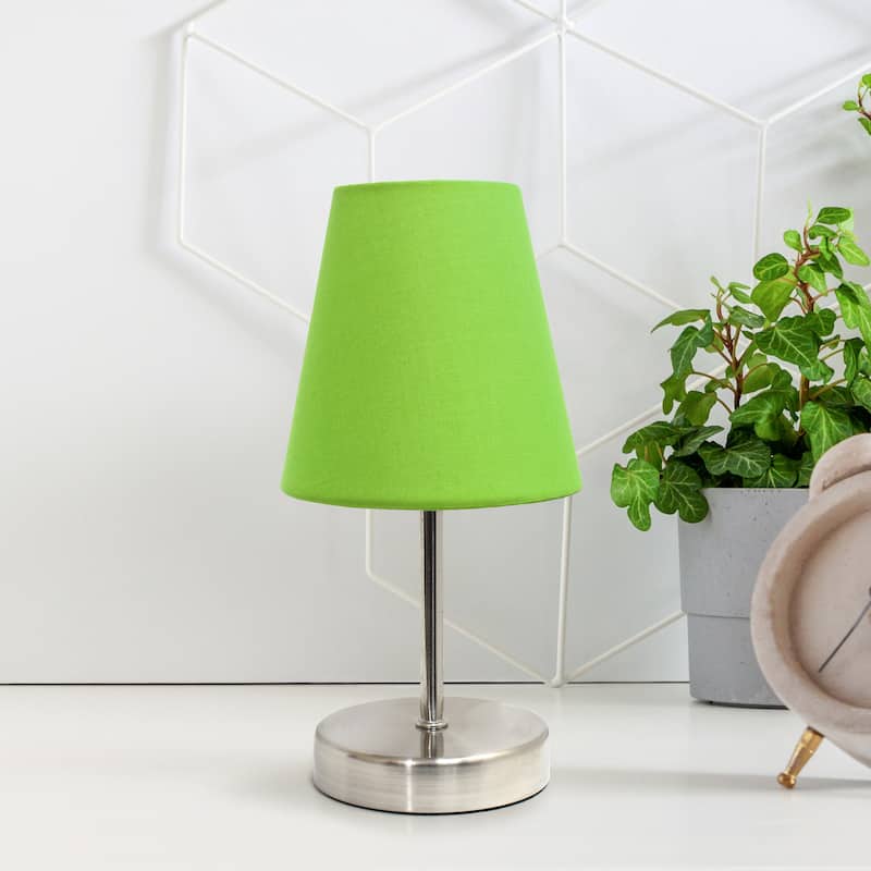 10.5" Petite Metal Stick Lamp in Sw Nickel w Fabric Shade