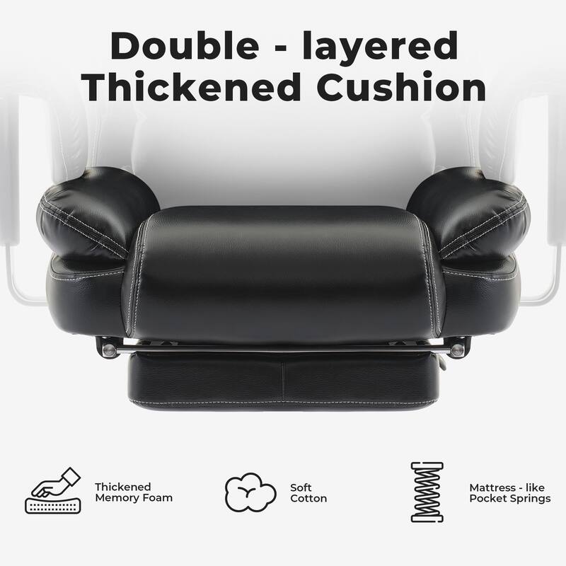 Office Chair Ergonomic 200 kg PU Leather Computer Chair with Lumbar Support and High Backrest