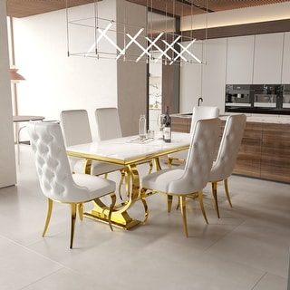 Luxury U Shaped Base Dining Table Set with Heavy Duty HighBack Dining ...