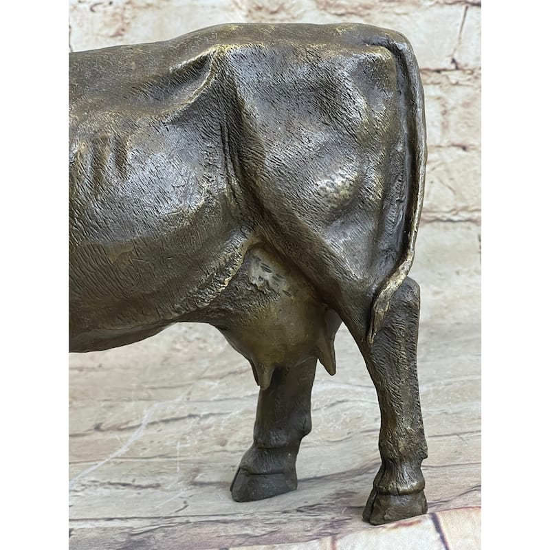 Milk Cow Cattle Bronze Statue Sculpture Figure Figurine Farm Decor 9 Inches X 11 Inches