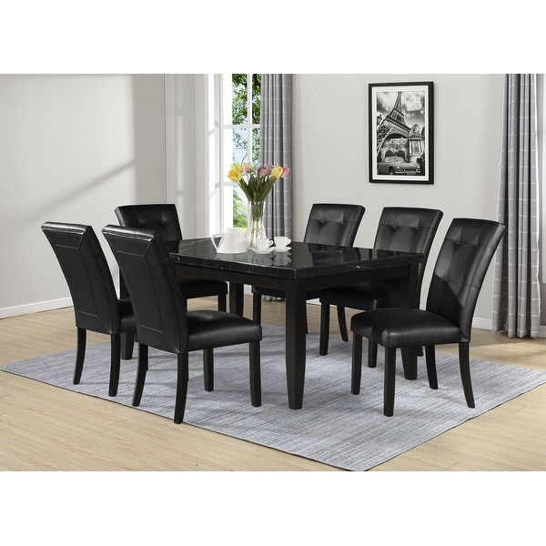 Porch & Den Merkem Rectangular Black Marble Top 7-Piece Dining Set. Opens flyout.