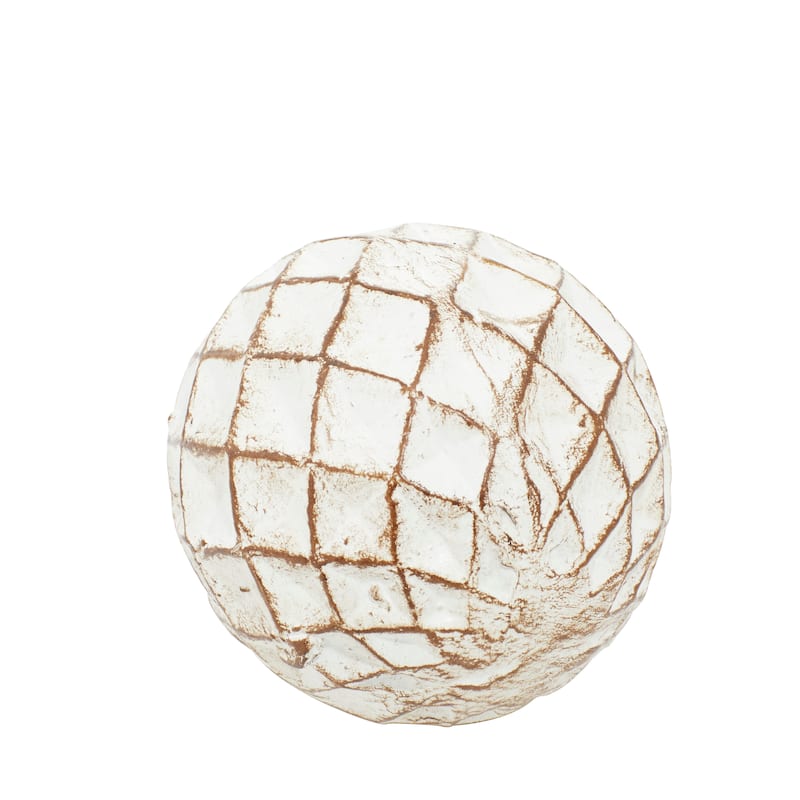 Ceramic Handmade Carved Decorative Ball Orbs & Vase Filler with Varying Patterns - Set of 4 White - Roche River Décor.