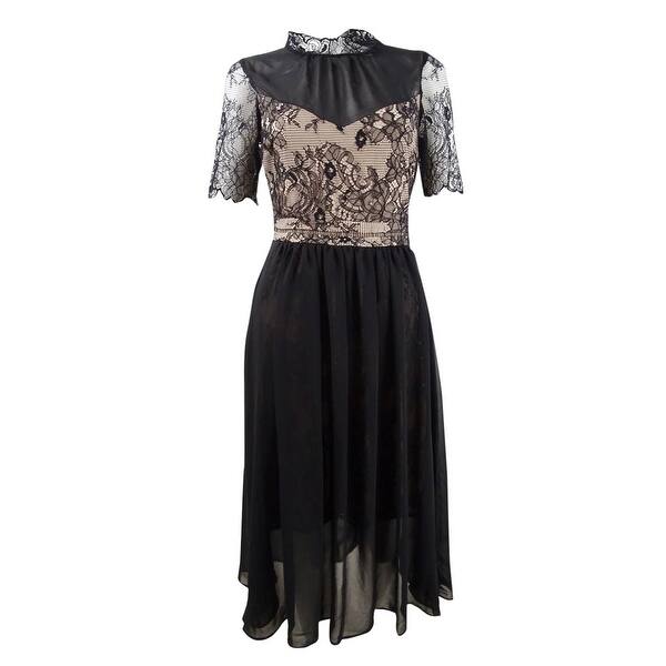 Shop Avec Les Filles Women S Lace Chiffon Dress Black Nude