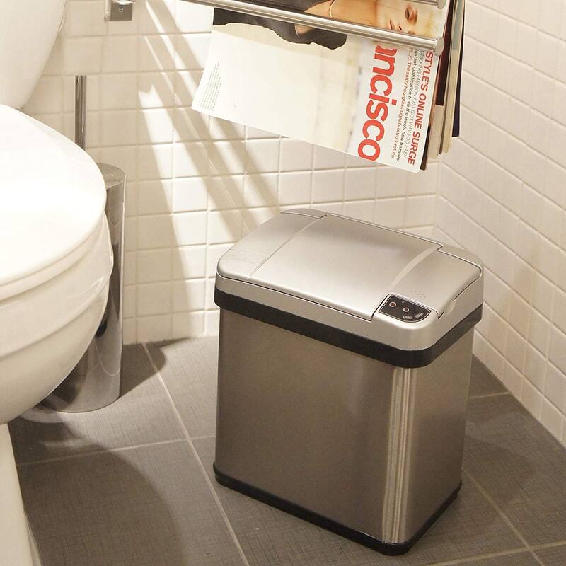 iTouchless 2.5 Gal Stainless Steel Touchless Bathroom Trash Can