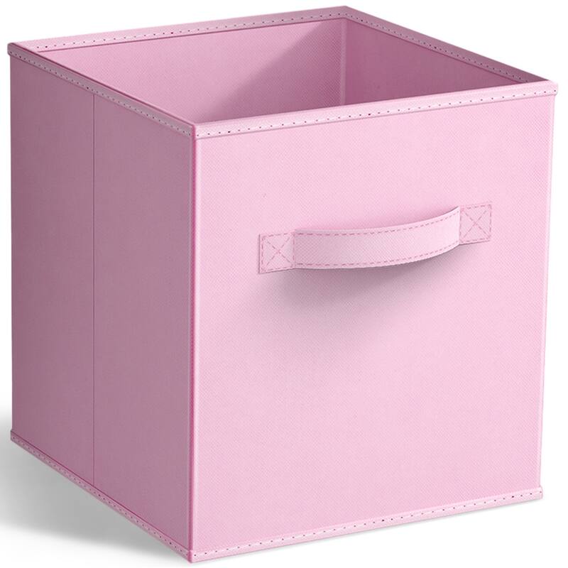 Sorbus 11" Foldable Storage Cube Basket - Single Pack - 10.5" L x 10.5" W x 11" H - Pastel Pink