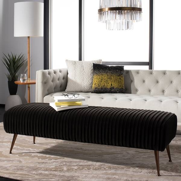 slide 1 of 8, SAFAVIEH Couture Salome Giotto Shale Velvet Commerical Grade Bench