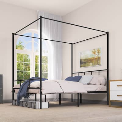 Modern Metal Canopy Platform Bed Frame