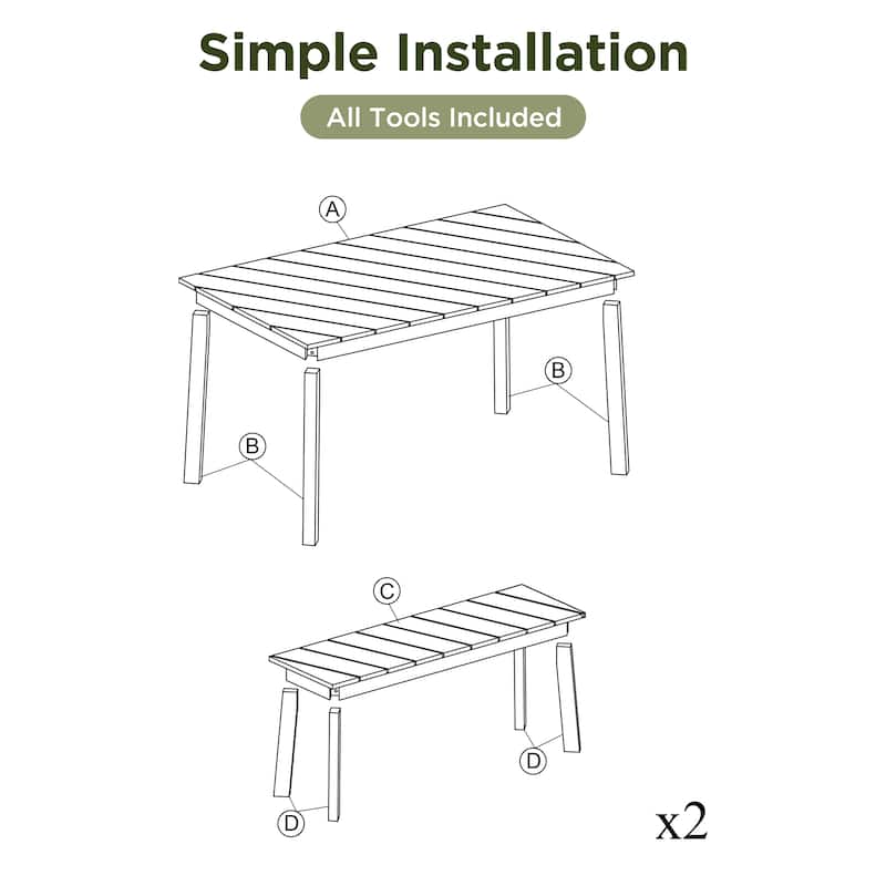 Nestfair 3-Pieces Outdoor & Indoor Wood Dining Set with 2 Benches