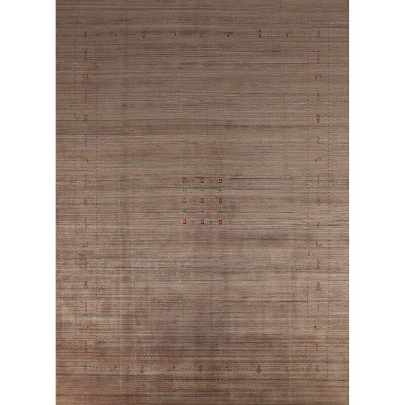 Hand Knotted Oriental 100% Wool Carpet Tribal Tribal Brown Gabbeh Area Rug - 11' 7'' X 9' 0''