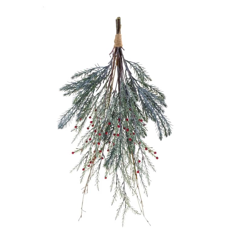 23.25" Mixed Pine Berry Artificial Christmas Teardrop Swag, Unlit
