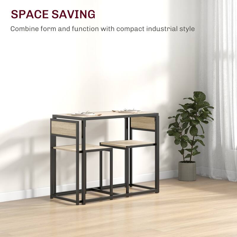 Oak Wood Dining Room Dinette Sets Kitchen Table Farmhouse Dining Chair Set with Metal Frame for Breakfast Nook Small Space