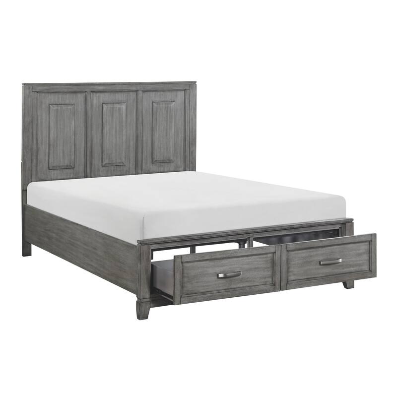 Thiem Queen Size Platform Bed with 2 Storage Drawers, Gray Wood Finish