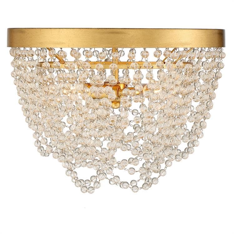 Fiona 3 Light Antique Gold Ceiling Mount - 13.75'' W x 10'' H
