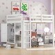 preview thumbnail 1 of 13, White Full Size Loft Bed with Desk & Built-in Wardrobe, Solid Wood Bed Frame with Storage Shelves & Drawers,No Box Spring Needed